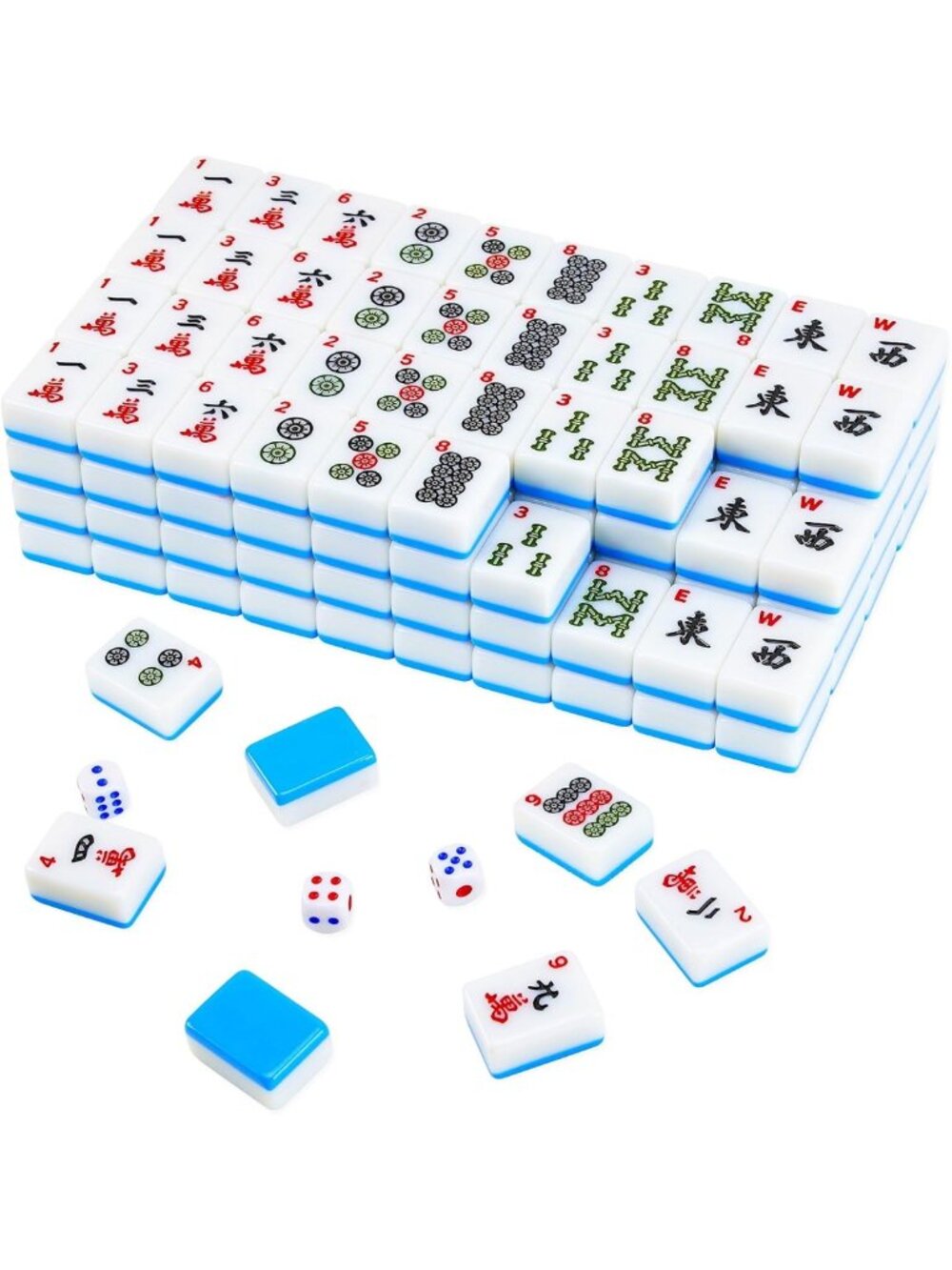 166-Piece Mahjong Tile Set with Dices & Instructions - Perfect for Family Game